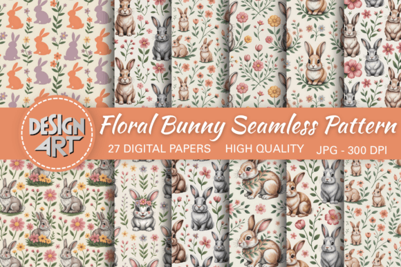 Floral Bunny Seamless Pattern: A Springtime Delight for Creative Projects