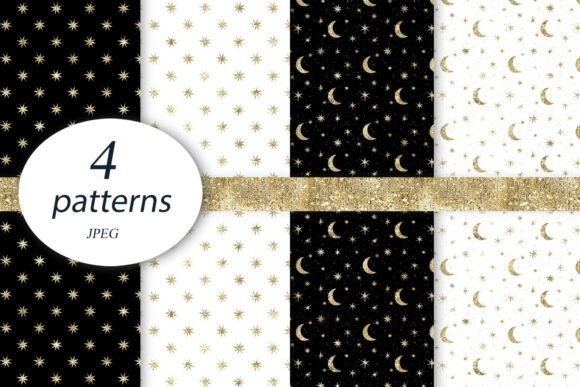 Gold Moon Star Digital Paper: A Luxurious Addition to Your Creative Projects