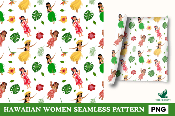 Hawaiian Women Seamless Pattern - 02