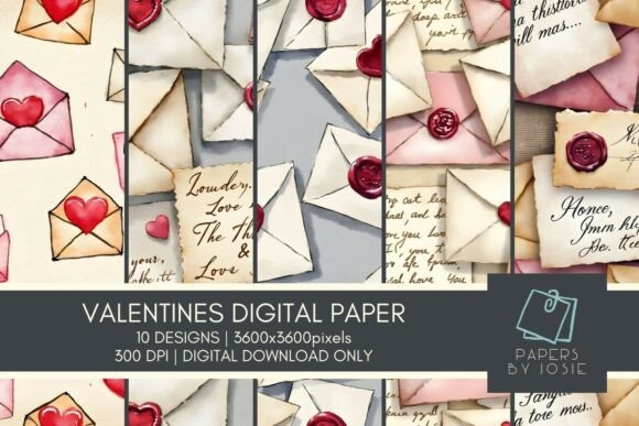 Love Letters Pattern Digital Paper