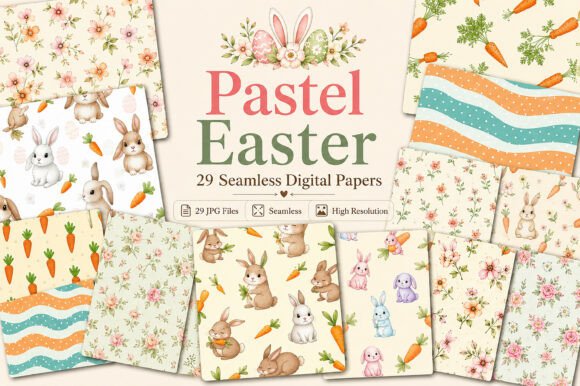 Pastel Easter Seamless Pattern Paper