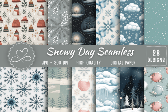 Snowy Day Seamless Digital Paper