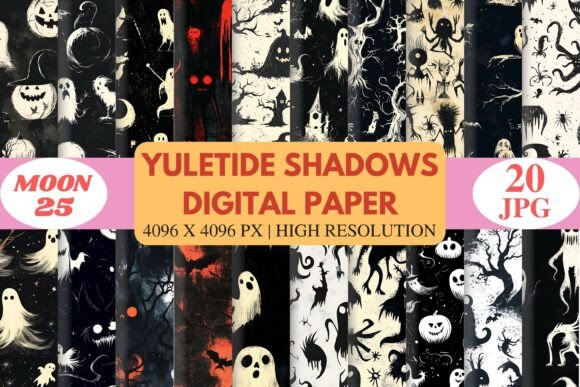 Yuletide Shadows Digital Paper: Crafting Dark, Moody, and Spooky Seasonal Projects